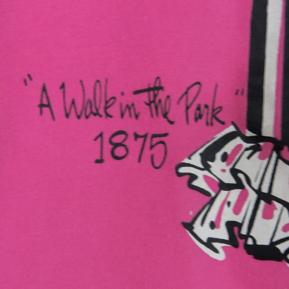 1980s Vintage Bob Mackie A Walk In The Park Pink Graphic Shirt Medium - Picture 3 of 7
